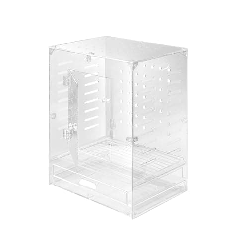 Clear Acrylic Bird Cage for Small Birds, 9x12x15 in