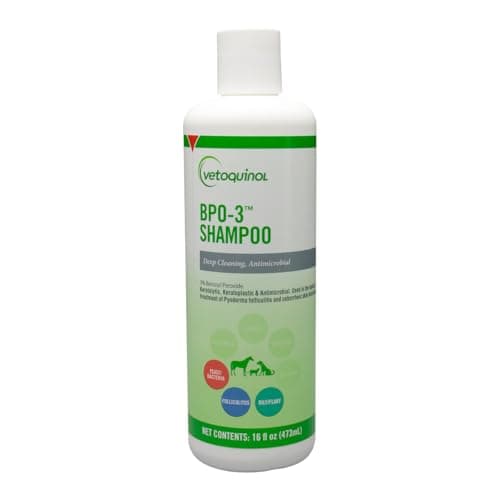 Vetoquinol BPO-3 Shampoo for Dogs, Cats & Horses (3% Benzoyl Peroxide), 16 oz