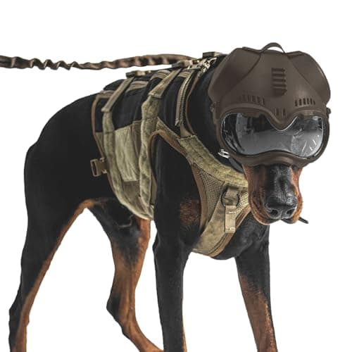 Zhongren Dog Helmet with Goggles (Tactical, Tan)