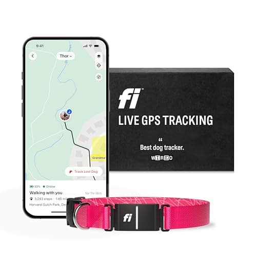 Fi Series 3 Smart Dog Collar - GPS Dog Tracker and Activity & Health Monitor, Waterproof, LED Light, Escape Alerts, Nationwide Coverage [Free 1 Year Membership]