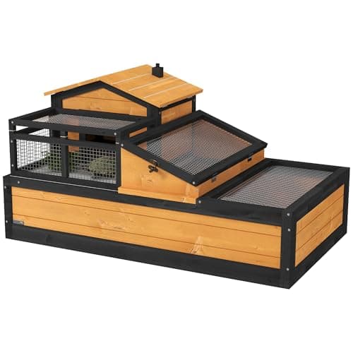 PawHut 3-Room Tortoise House Habitat with Balcony and 2 Stories
