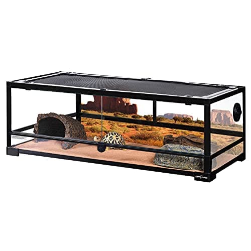 REPTI ZOO Full Glass 35 Gallon Reptile Tank, Front Opening Wide and Low Terrarium, 36 x 18 x 12 Inches, Top Screen Ventilation and Anti-Escape Lid
