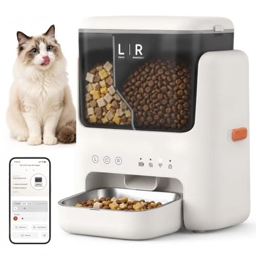 Vancpet Automatic Cat Feeder, Dual Hopper for Meals & Treats