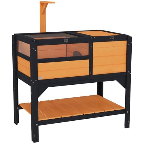 PawHut Tortoise Habitat with Shelf Storage and Light Support Frame