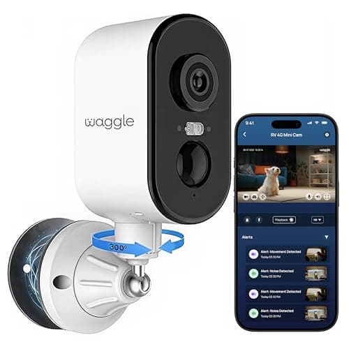 Waggle 4G LTE Cellular Security Camera, Built in SIM Card, 2K HD Pet Monitor, 300 Pan, No WiFi (Subscription Required)