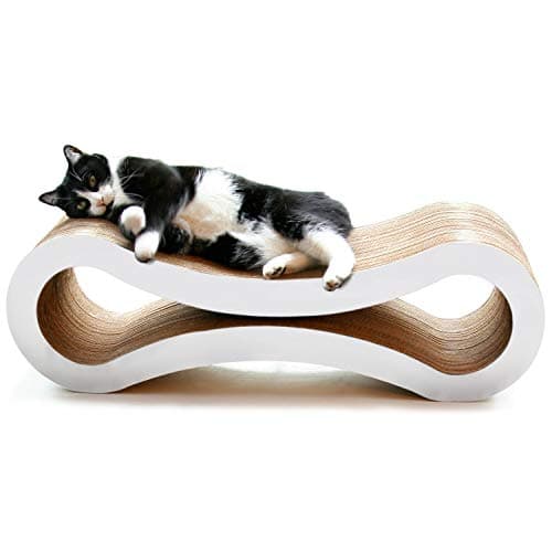 PetFusion Ultimate Cat Scratch Lounge, Cat Scratchers for Indoor Cats, Reversible & Durable, Made from Recycled Corrugated Cardboard, Cloud White
