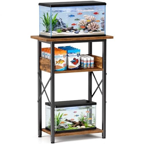 MZNZ 10 Gallon Fish Tank Stand, 3-Tier Rust-Proof Metal Frame with Anti-Tip Kit
