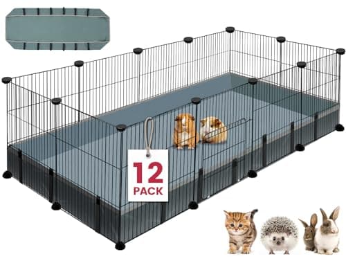VISCOO 12-Panel Small Animal Playpen with Waterproof Mat, 48 x 24 x 16 inches