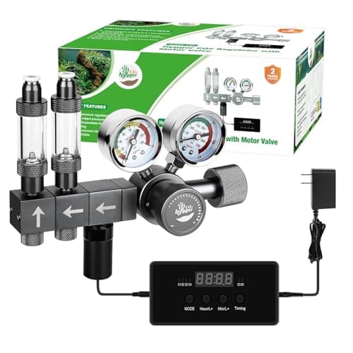 Hygger Aquarium CO2 Regulator with Motorized Valve, Dual Stage Adjustable Pressure, Built-In Timer and Two Bubble Counters