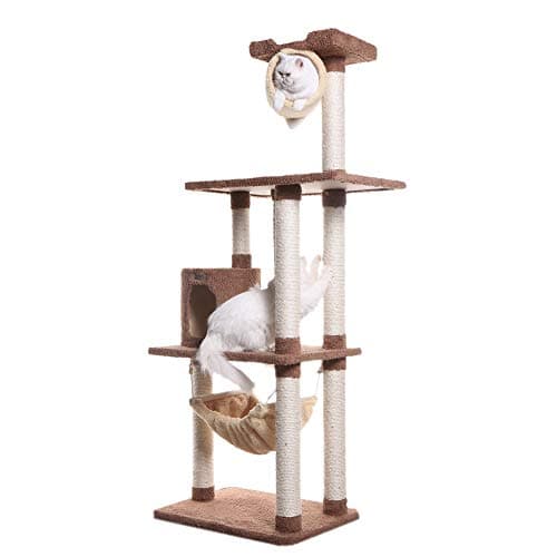 Armarkat 70-Inch Real Wood Cat Tree With Scratch Posts and Hammock, X7001