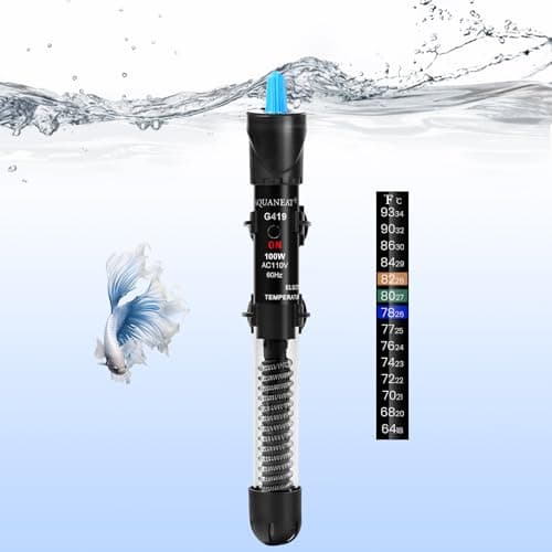 AQUANEAT 100W Adjustable Submersible Aquarium Heater with Thermometer