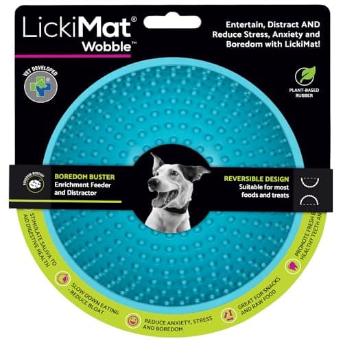 LickiMat Wobble, Dog Slow Feeder Bowl Lick Mat, Boredom Anxiety Reducer; Perfect for Food, Treats, Yogurt, or Peanut Butter. Fun Alternative to a Slow Feed Dog Bowl, Turquoise