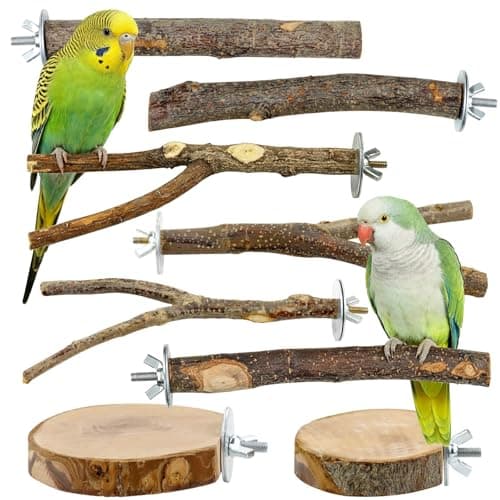 CZWESTC 8-Piece Natural Apple-Wood Bird Perch Set