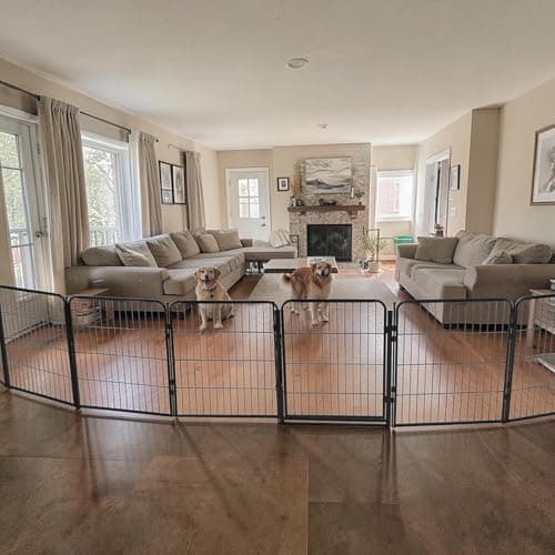 Kozy Kennels Extra Wide Adjustable Freestanding Dog Gate with Door, 40in Tall, up to 214in Wide, 8 Panels