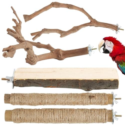 Manoai Natural Apple Wood Bird Perch Set (5 Pcs)