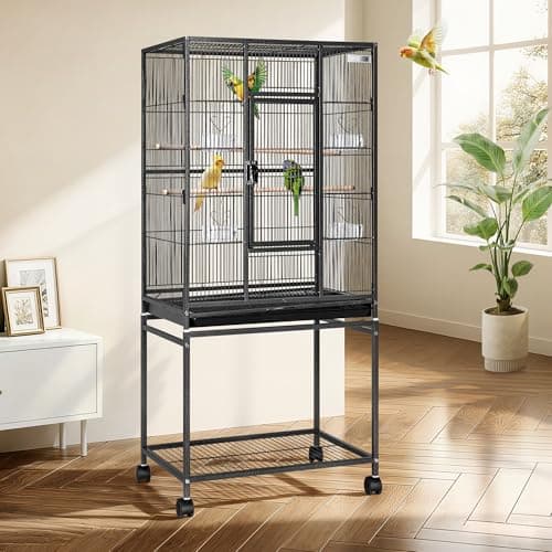VIVOHOME 54" Wrought Iron Flight Cage with Rolling Stand