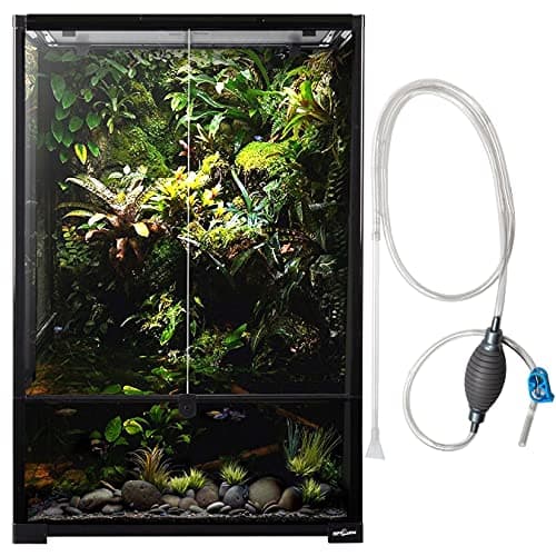 REPTI ZOO 67 Gallon Glass Terrarium Tank, Knock-Down Paludarium 24" x 18" x 36", Bio Deep Base 10", Double Hinge Door