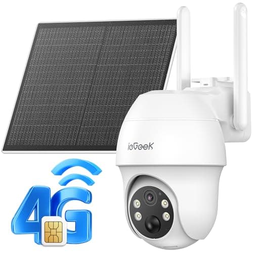 ieGeek 4G LTE Cellular Security Camera, No WiFi, Solar Panel, 2K Color Night Vision, 360 PTZ (Subscription Required)