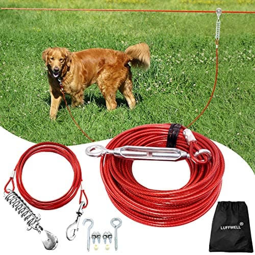 LUFFWELL 100 ft Dog Trolley Run and Tie-Out