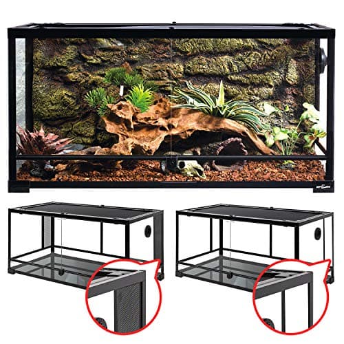 REPTI ZOO 50 Gallon Reptile Glass Tank Terrarium, 2-in-1 Side Meshes and Side Glasses, Double Hinge Door with Screen Ventilation, 36 x 18 x 17.75 Inches