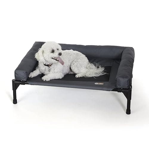 K&H Outdoor Elevated Dog Bed, Bolster Pet Cot, Medium 32 x 25 in, Charcoal