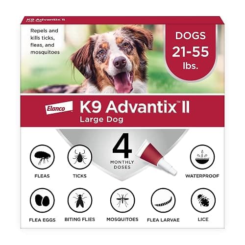 K9 Advantix II Flea, Tick & Mosquito Treatment for Large Dogs 21-55 lbs (4-Month Supply)