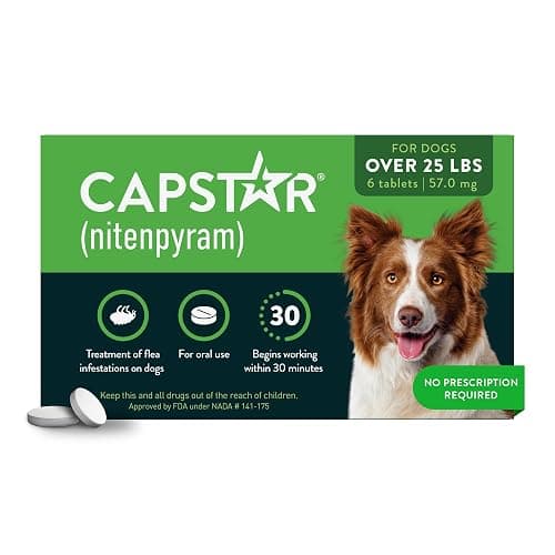 Capstar (nitenpyram) Fast-Acting Oral Flea Treatment for Dogs Over 25 lbs (6 Doses)