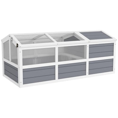 PawHut Wooden Outdoor Tortoise Enclosure with Doors and PC Sun-Panel Windows (Bottomless)