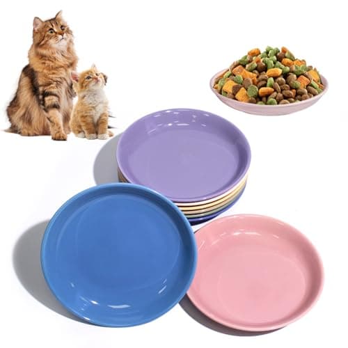 FlaggeZG Ceramic Shallow Wide Whisker-Friendly Cat Bowls (8-Pack, 5.9 in)