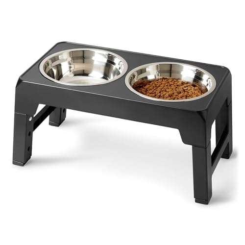 Amazon Basics Elevated Dog Bowls Stand, 5-Height Adjustable