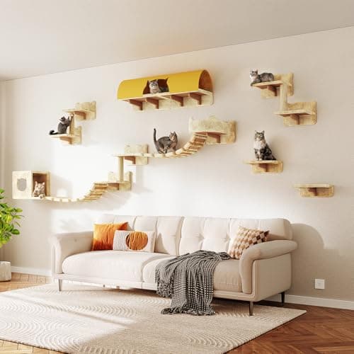 Homiflex Cat Wall Furniture, 16-in-1 Cat Shelves w/Tunnel & Bridge