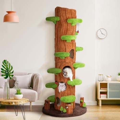 KAMABOKO 90.5" Tall Cat Tree with Luxury Cat Condo (Green)