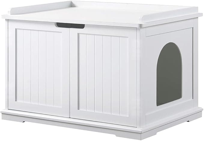 unipaws Cat Litter Box Enclosure Furniture, Hidden Litter Box Cover