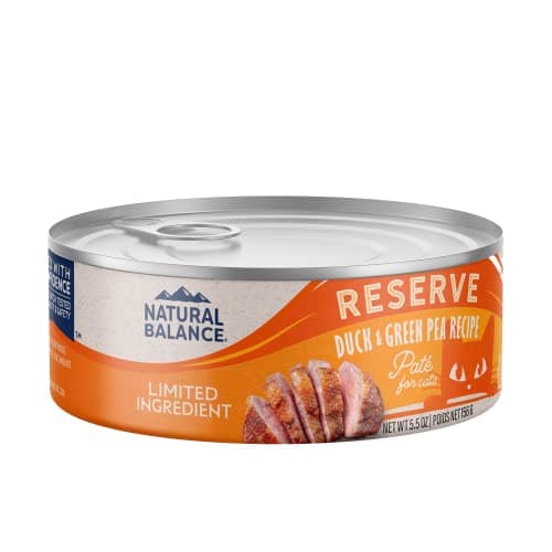 Natural Balance Limited Ingredient Adult Grain-Free Wet Cat Food - Balanced Nutrition - Wheat-Free, Soy-Free, Corn-Free Limited Ingredient Formula - 5.5 oz - Reserve Duck & Green Pea Recipe