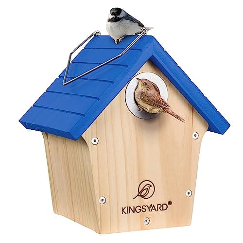 Kingsyard Cedar Hanging Bird House with Metal Predator Guard (Wren, 1-Inch Hole)
