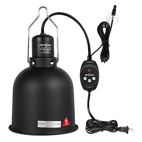 REPTI ZOO Reptile Light Fixture with Dimming Thermostat (5.5" Deep Dome, max 100W)