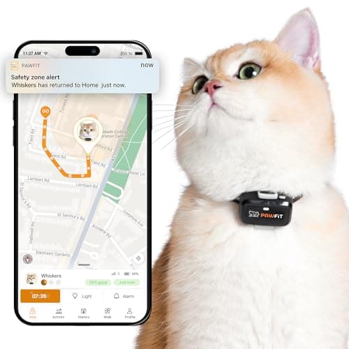 Pawfit Lite for Cats 4G GPS Tracker | Ultra-Small (<18g) Design | Real-Time Tracking | Safety Collar Included
