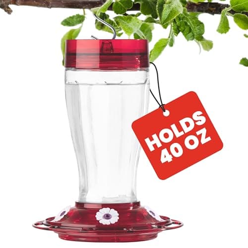 More Birds Bird Health+ Big Gulp Hummingbird Feeder, Glass, 5 Feeding Stations, 40 Ounces