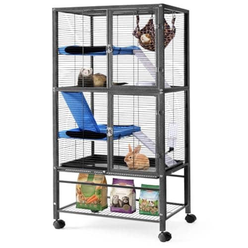 HABUTWAY 55" Large Metal Rolling Ferret Cage for Rats and Chinchillas
