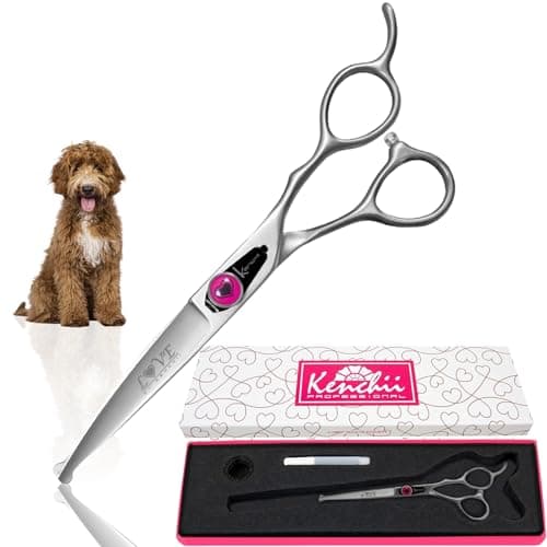 Kenchii Love Dog Grooming Shears, 6.5-inch Ball Tip Straight