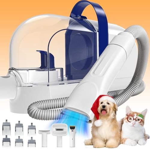 Rywell Dog Grooming Vacuum Kit with Clippers and Brushes, 12000Pa Low Noise, 1.5L Capacity