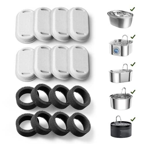 PETLIBRO Genuine Replacement Filters for Stainless Steel Fountain PLWF003 & PLWF006 (8-Pack, includes pre-filter sponges)