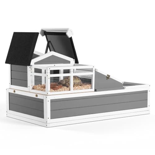 VEVOR Tortoise Habitat 4-Room Wooden Tortoise House with Balcony and 2 Stories