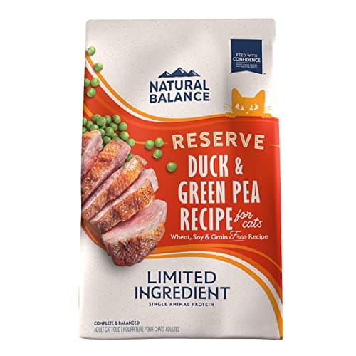 Natural Balance Limited Ingredient Adult Grain-Free Dry Cat Food - Balanced Nutrition - Soy-Free, Corn-Free Limited Ingredient Formula - 4 lb - Reserve Duck & Green Pea Recipe