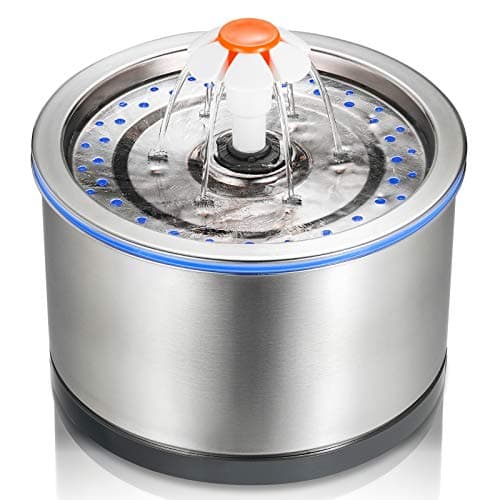 iPettie Flower Stainless-Steel-Top Cat Water Fountain, 84 oz/2.5 L