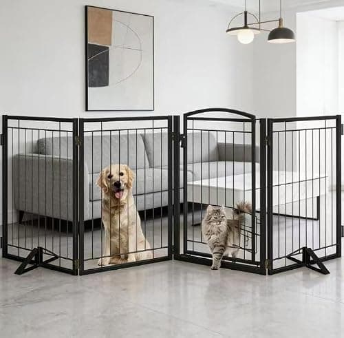 Full Metal Freestanding Gate with Cat Door