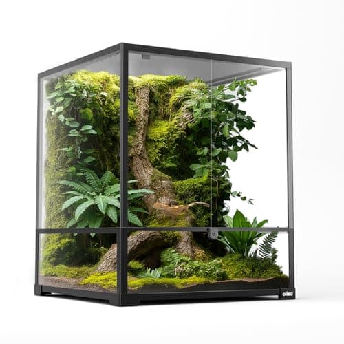 Oiibo 18x18x24 Glass Reptile Terrarium, 30 Gallon Vertical Rainforest Habitat with Front Opening Doors