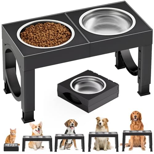 XiaZ Elevated Dog Bowls, Large-Breed Stand with 2 Stainless Bowls