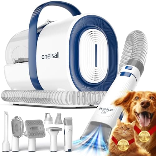 oneisall Dog Grooming Vacuum with Clipper Nail Grinder, 7 Tools, 1.5L Dust Cup