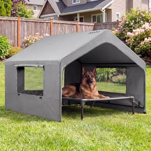 Zooba Extra Large Dog Shade with Elevated Cooling Bed and Canopy, Heavy-Duty Steel Frame